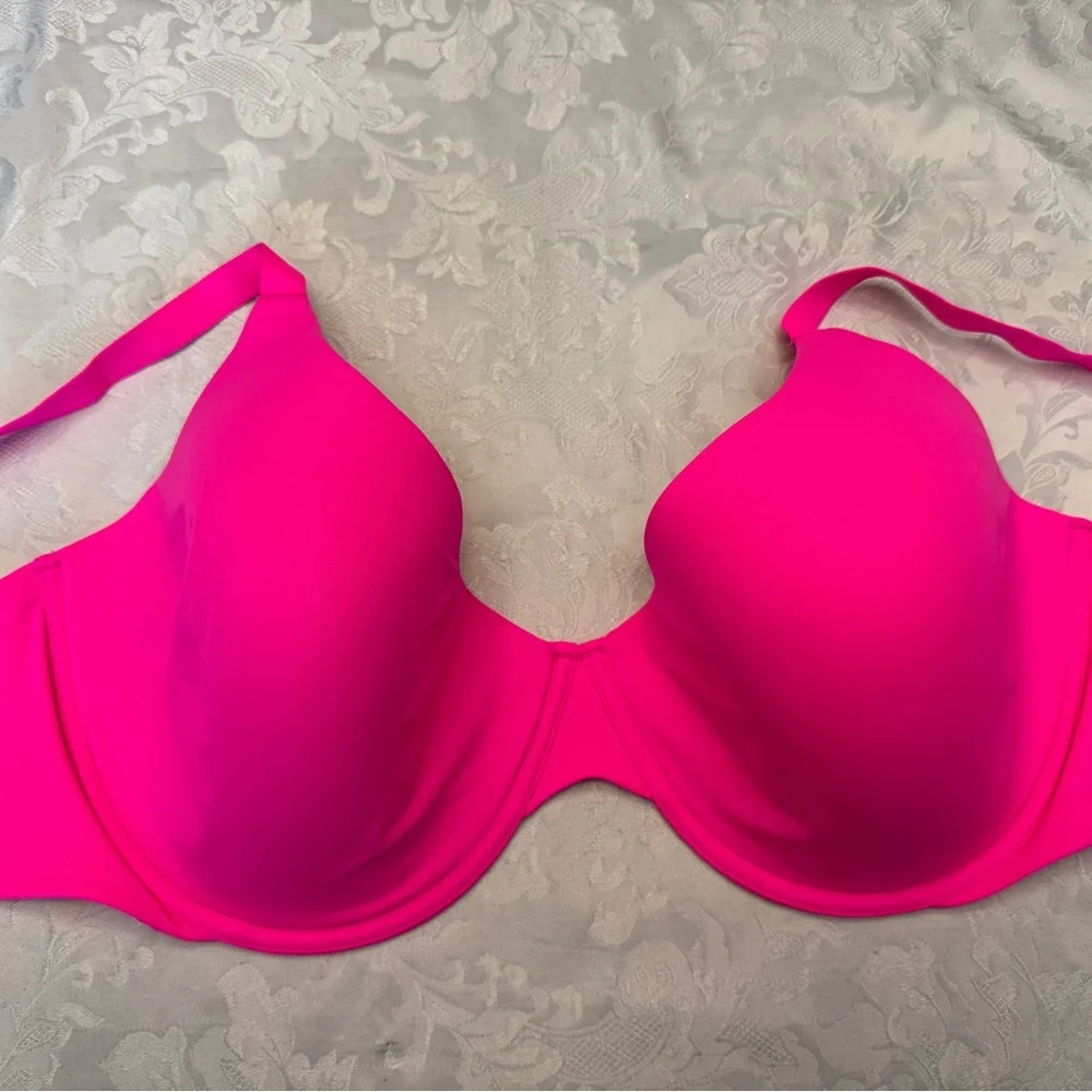 Skims 44DDDD‎ Bra Seamless T Shirt Underwire Neon Hot Pink Lined Convertible